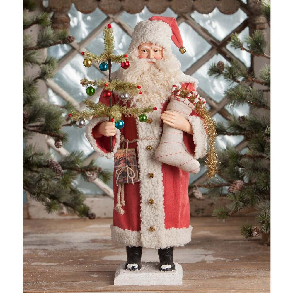 Vintage Santa Holding Stocking by Bethany Lowe Designs by Quirks! at Shirley Shoppe
