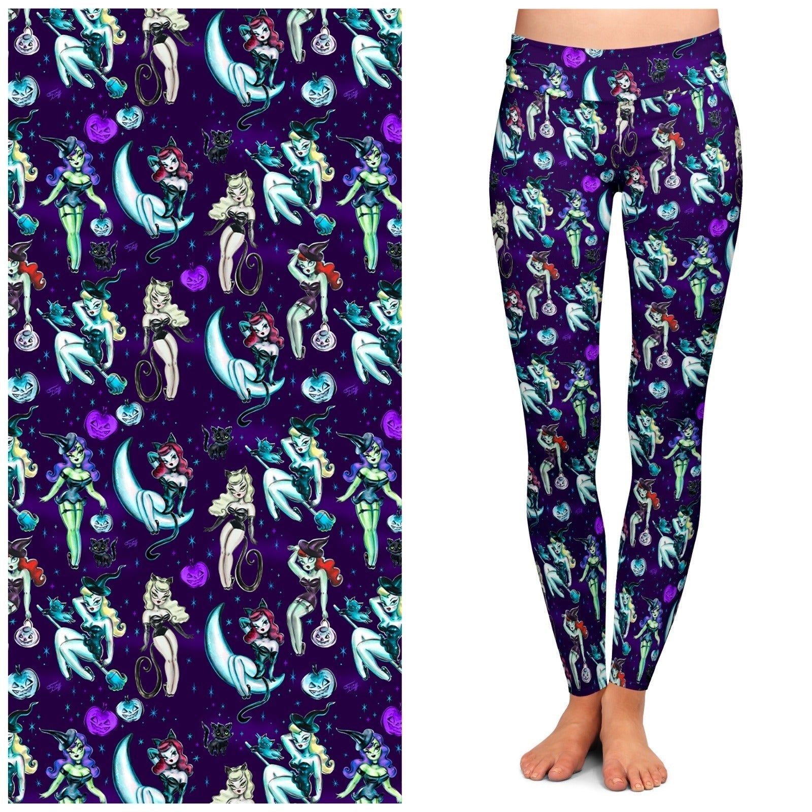 Vintage Witches Dark Leggings by Miss Fluff x Lipstick & Chrome TC2 by Quirks! at Shirley Shoppe