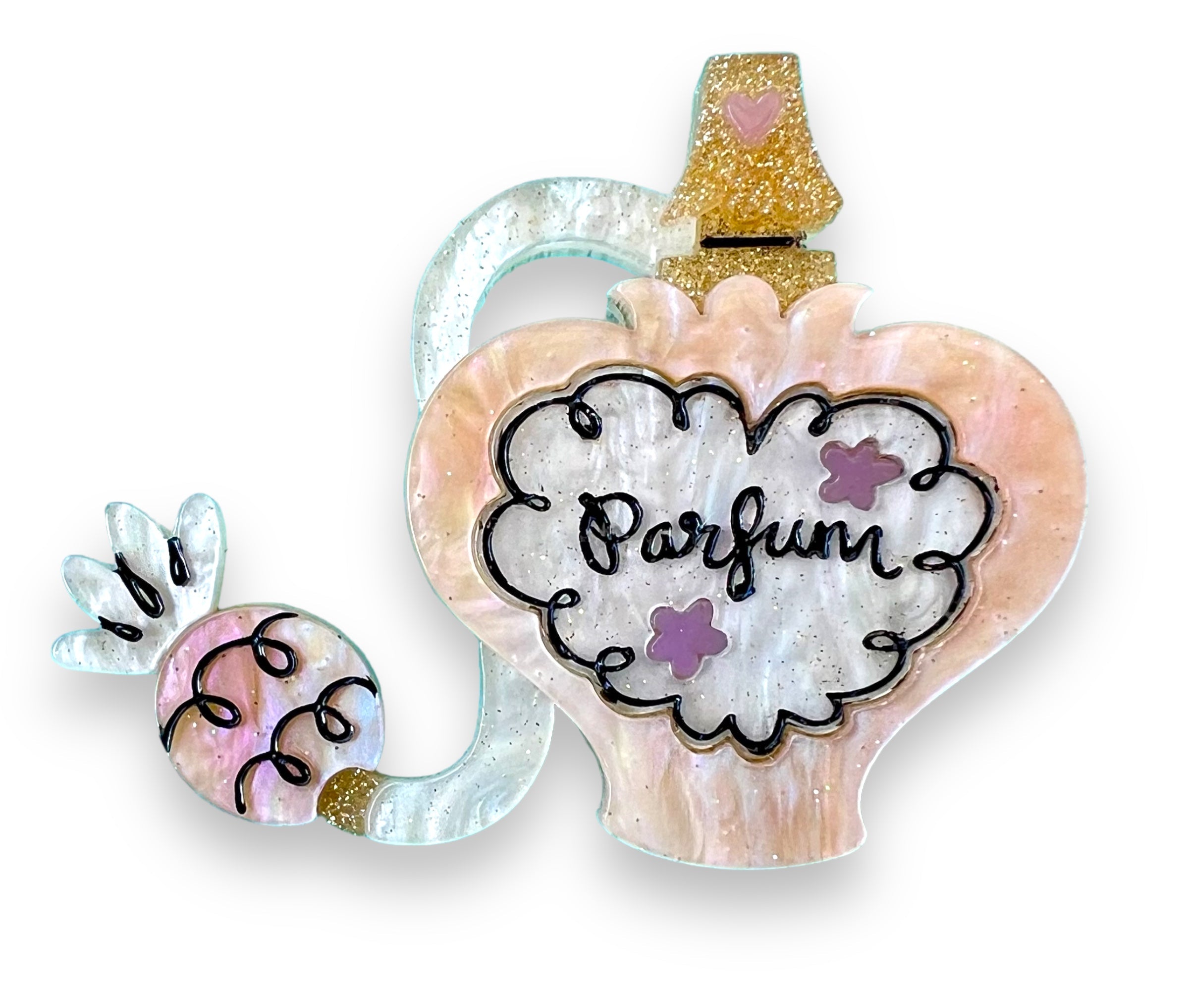 Glamour in a Bottle Purple Brooch by Asia Ellington x Lipstick & Chrome — Dolled Up Pin