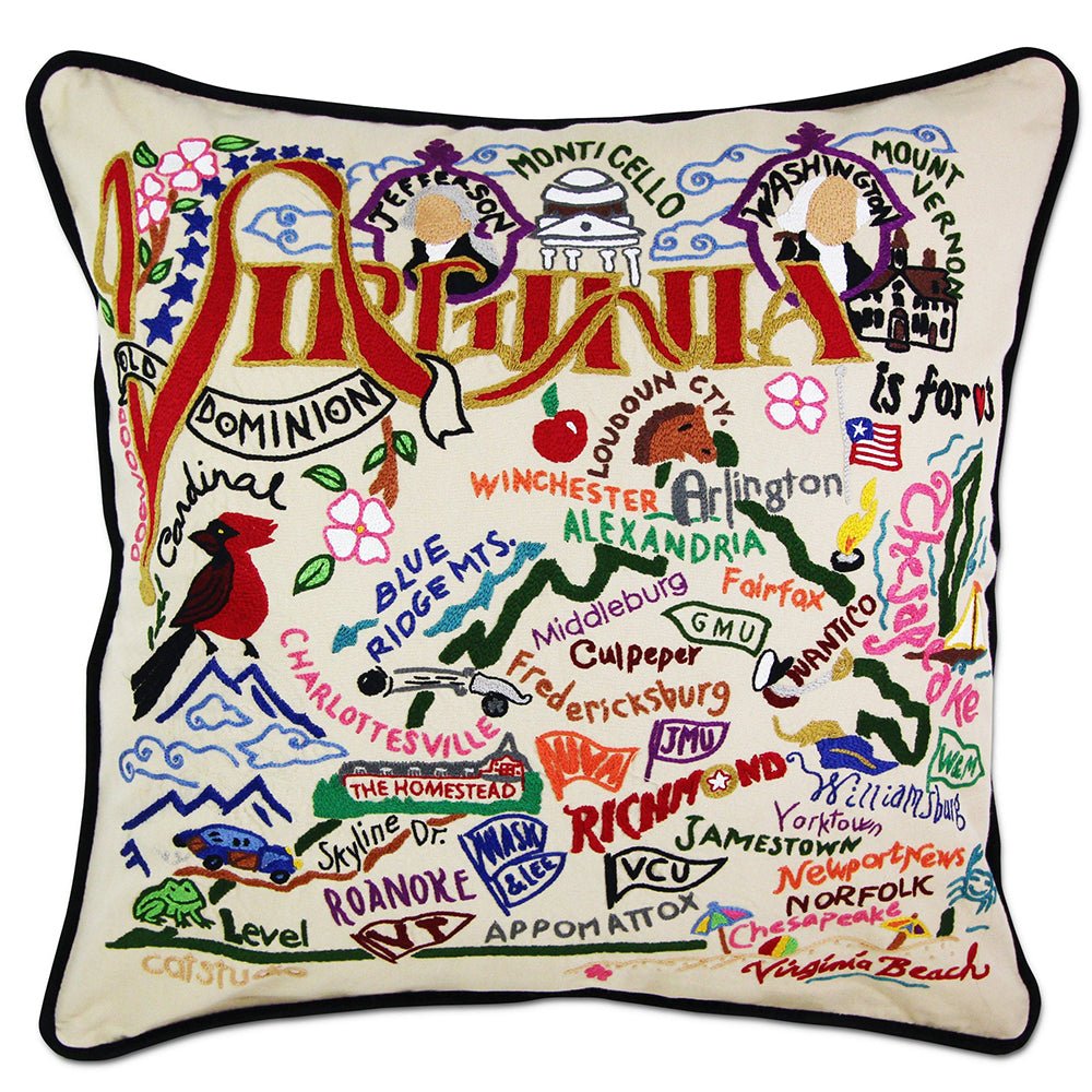 Virginia Hand - Embroidered Pillow by Quirks! at Shirley Shoppe