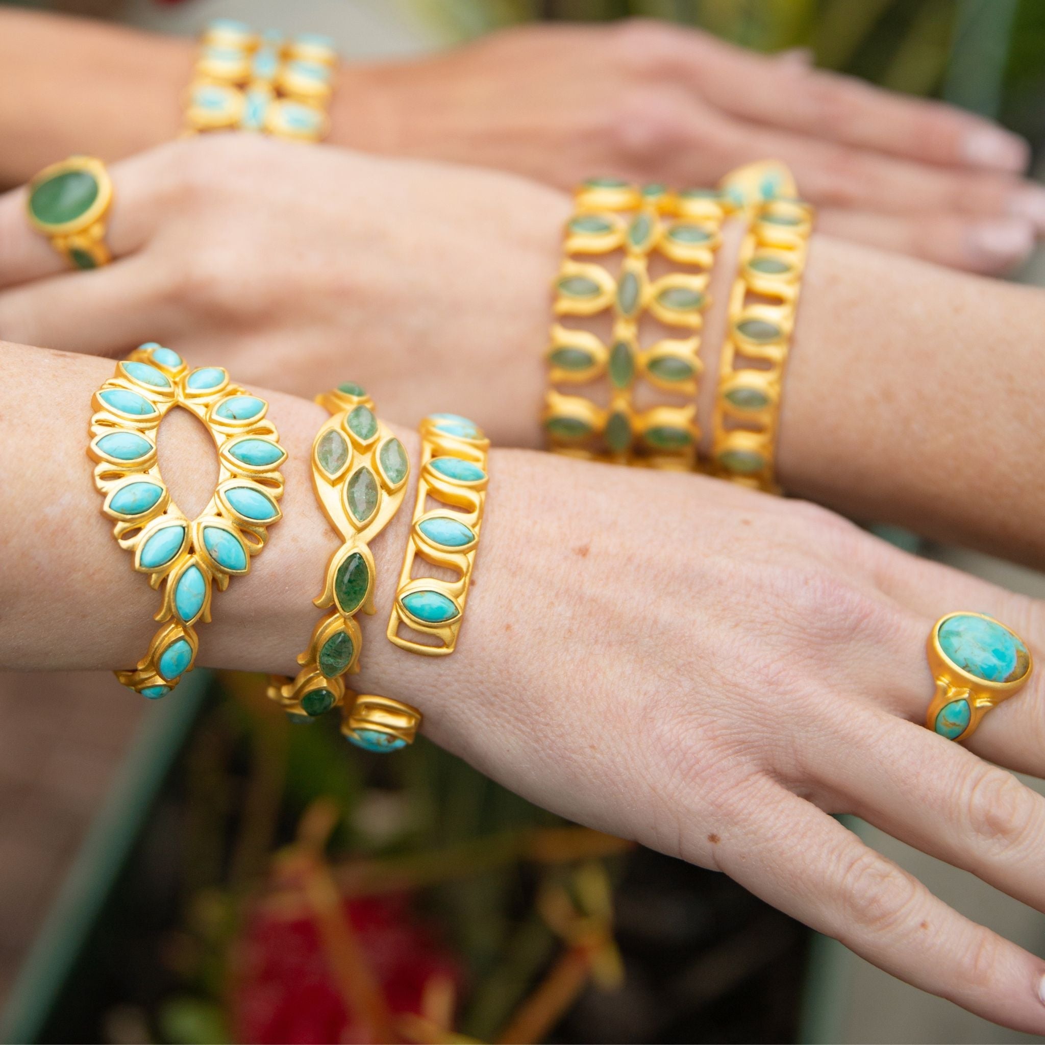 Water Lily Cuff - Turquoise by Christina Greene at Shirley Shoppe