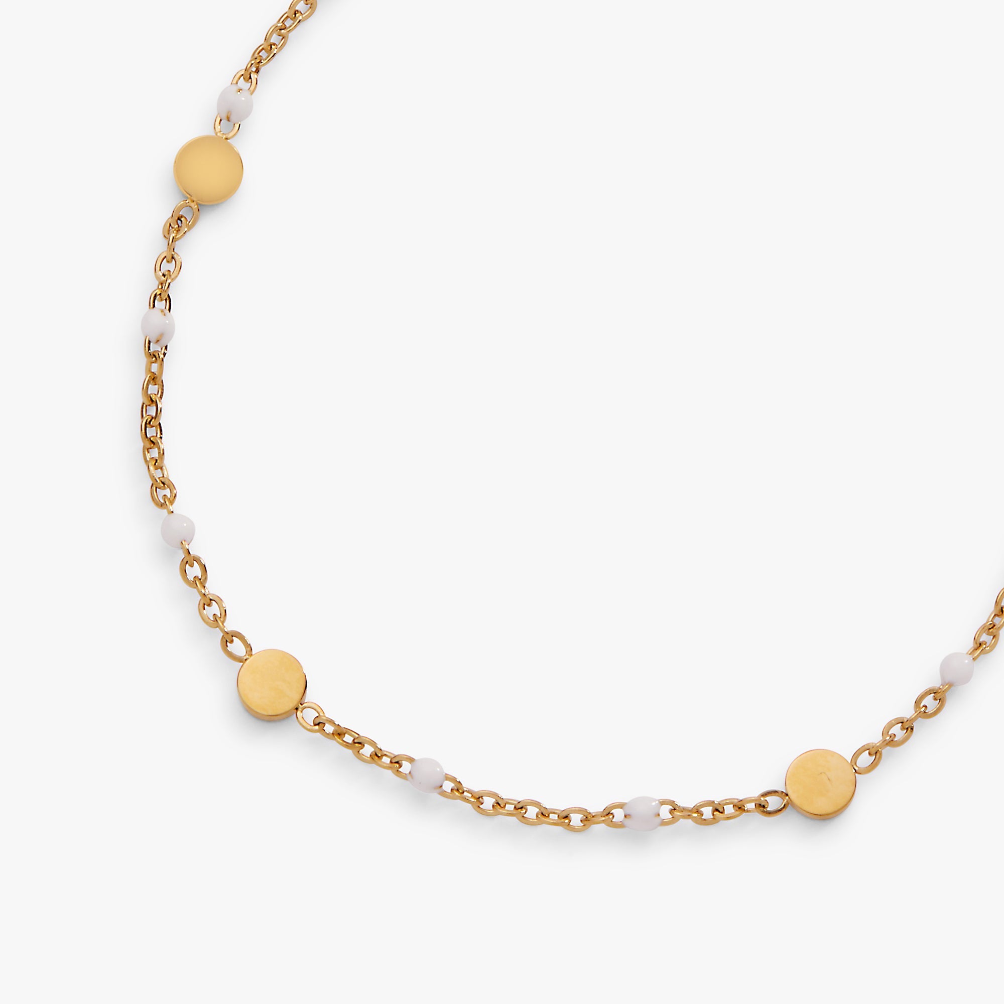 White Enameled Chain Coin Station Anklet by ALEX AND ANI at Shirley Shoppe