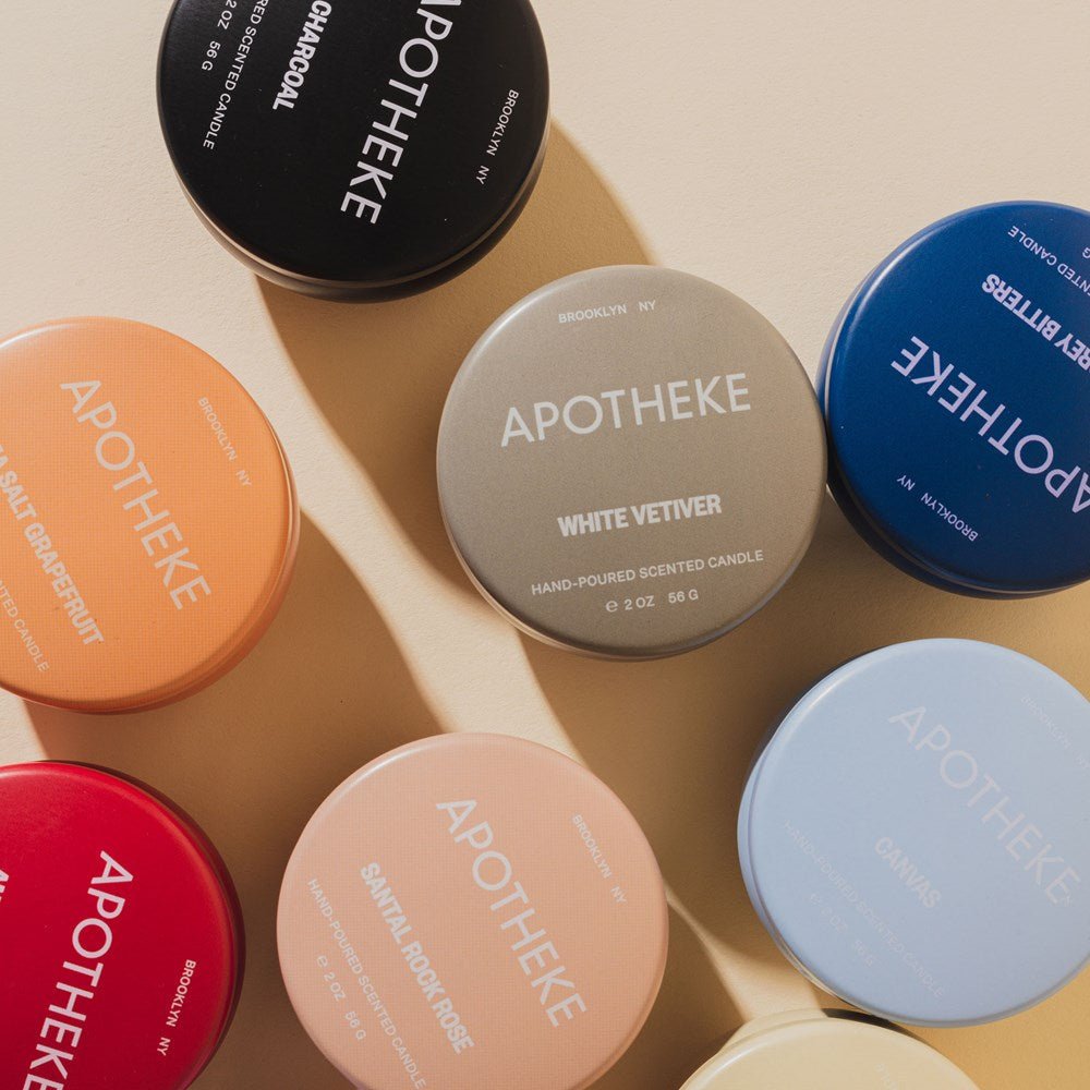 White Vetiver Mini Candle Tin by APOTHEKE at Shirley Shoppe