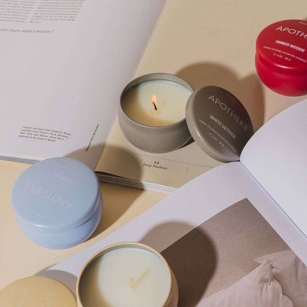 White Vetiver Mini Candle Tin by APOTHEKE at Shirley Shoppe