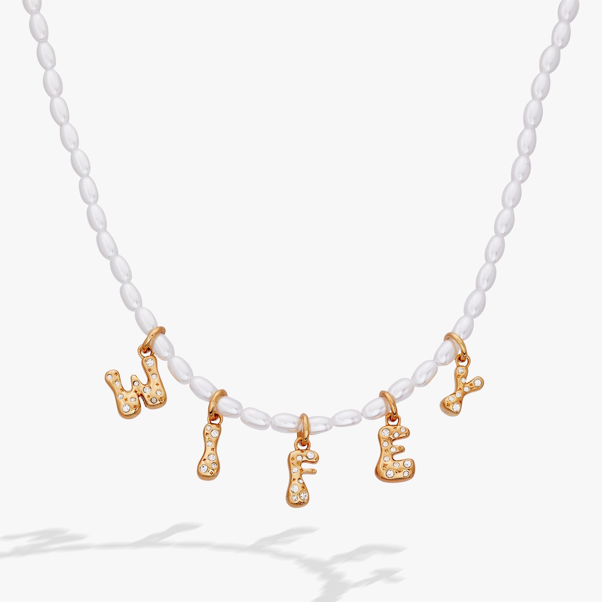 'Wifey' Bubble And Beaded Pearl Necklace by ALEX AND ANI at Shirley Shoppe