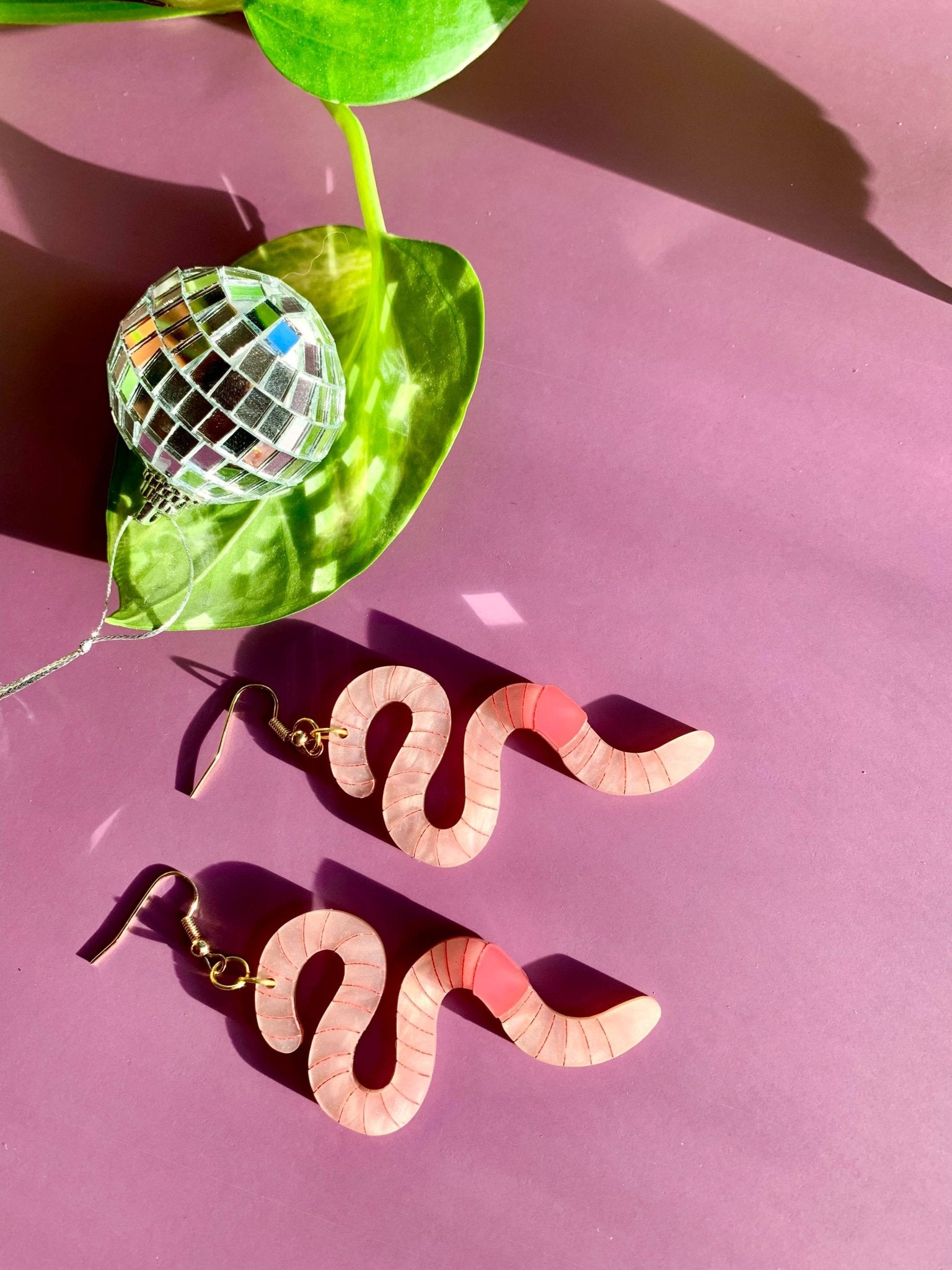 Wiggly Worms Acrylic Statement Earrings by Quirks! at Shirley Shoppe