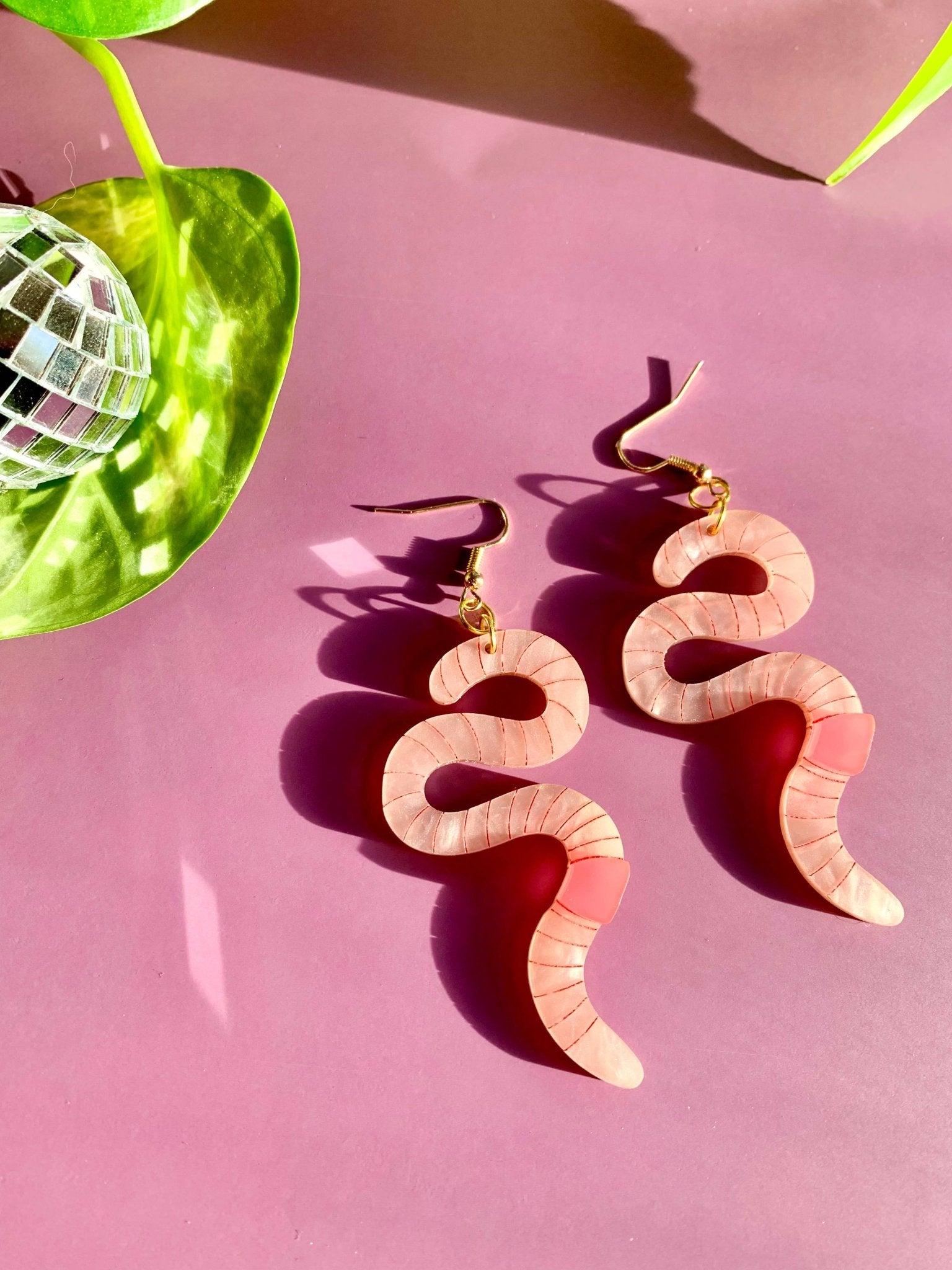 Wiggly Worms Acrylic Statement Earrings by Quirks! at Shirley Shoppe