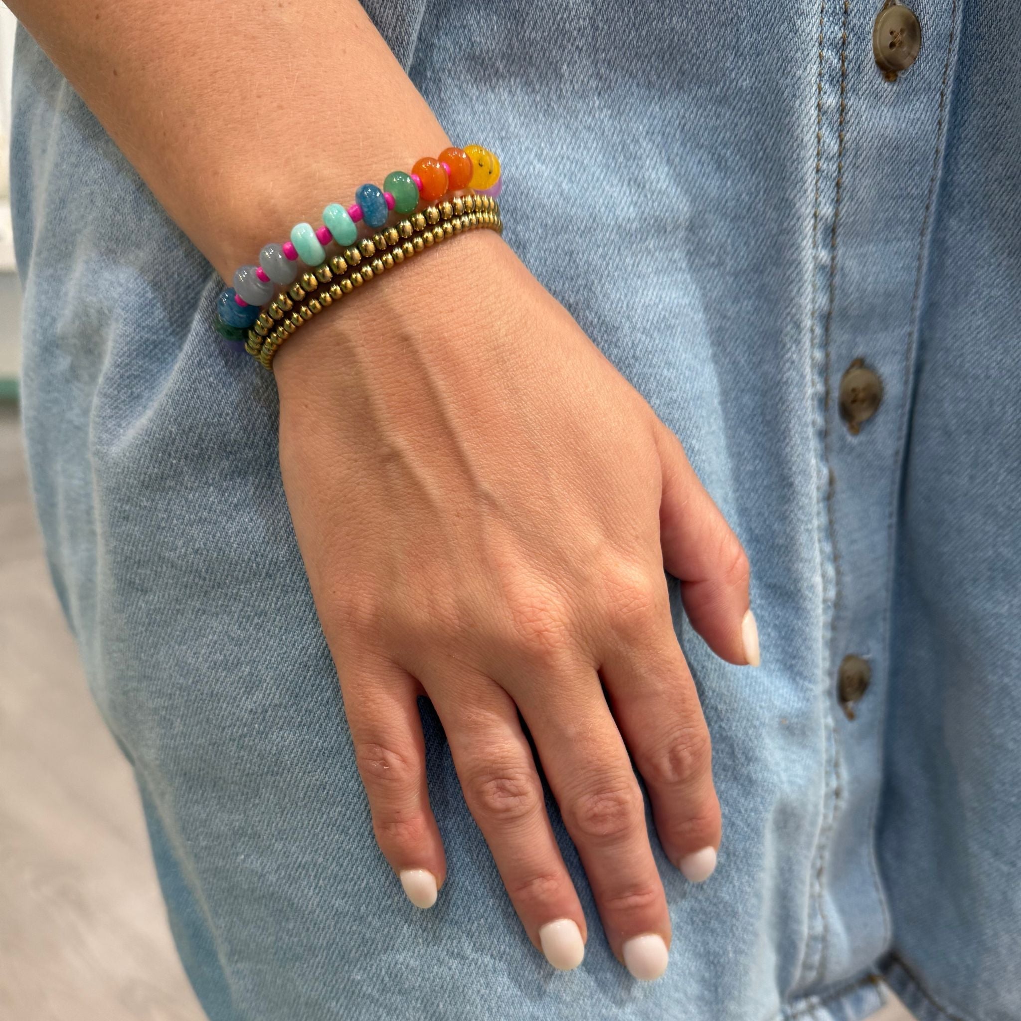 Wild at Heart Knotted Multicolor Beaded Bracelet by Christina Greene at Shirley Shoppe
