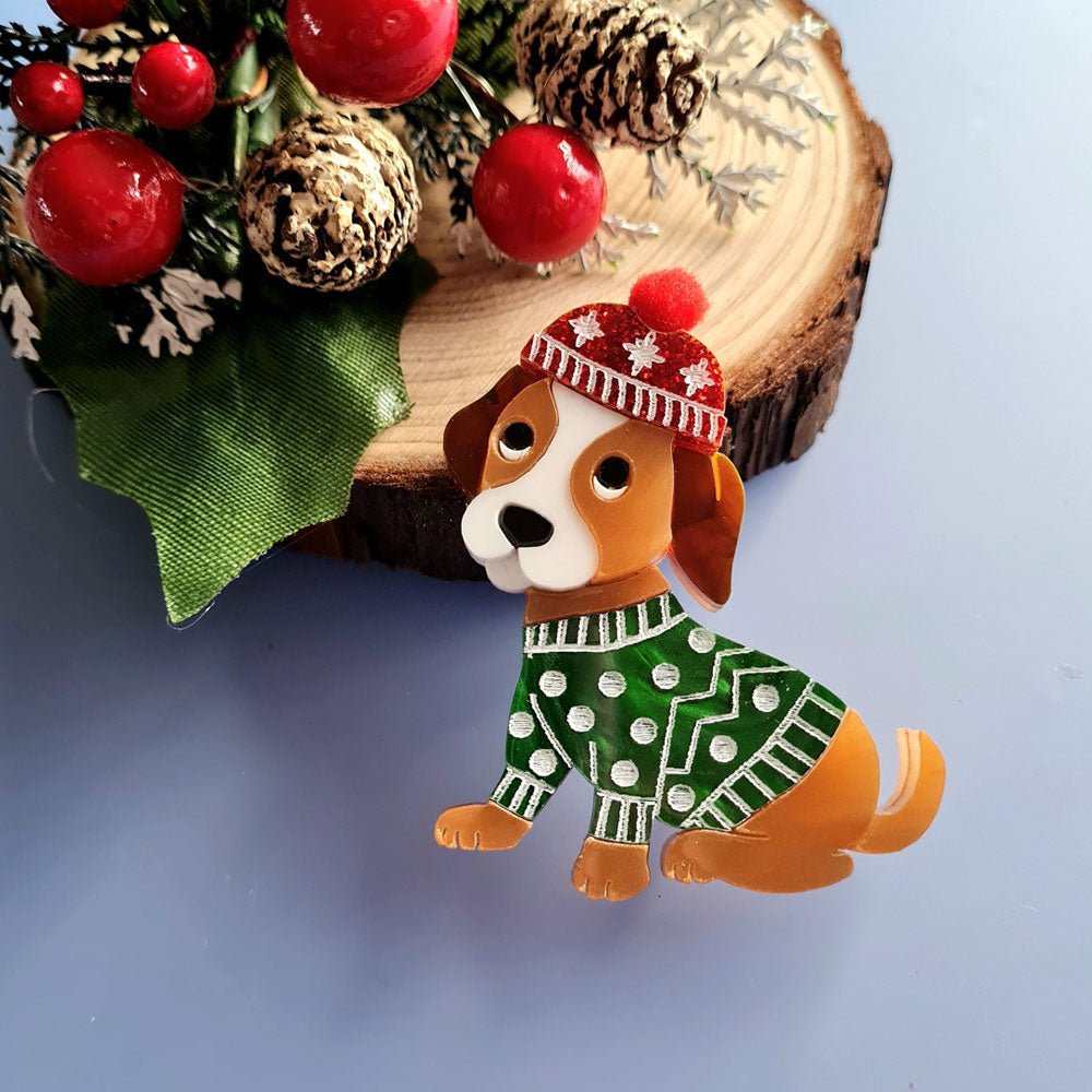 Winter Puppy Brooch by Cherryloco by Quirks! at Shirley Shoppe