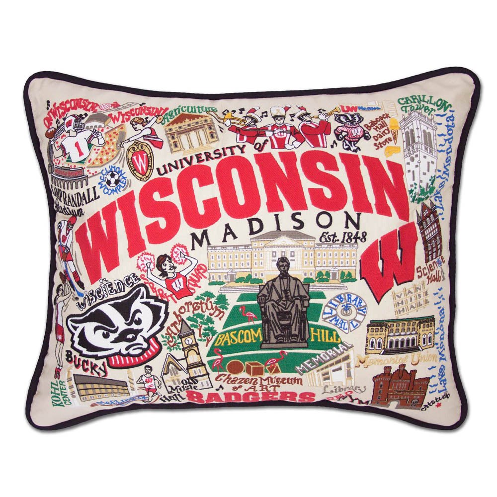 Wisconsin, University of Collegiate Embroidered Pillow by CatStudio by Quirks! at Shirley Shoppe
