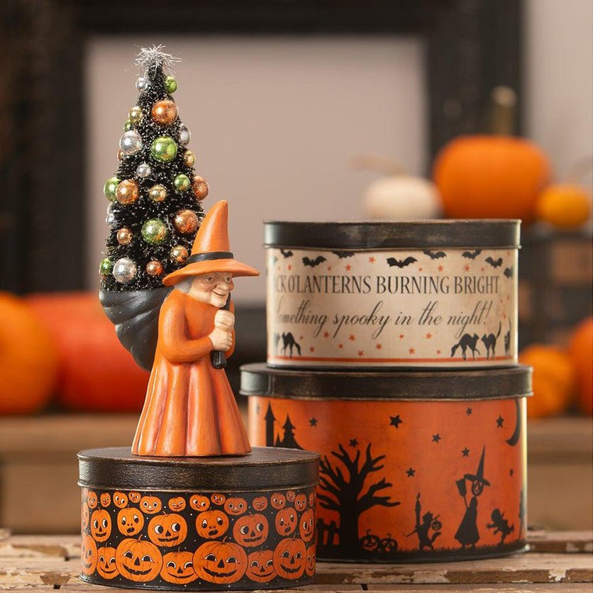 Witch Carrying Tree by Bethany Lowe Designs by Quirks! at Shirley Shoppe