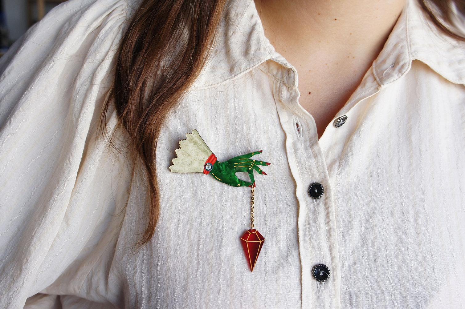 Witch Pendulum Halloween Brooch by Laliblue by Quirks! at Shirley Shoppe