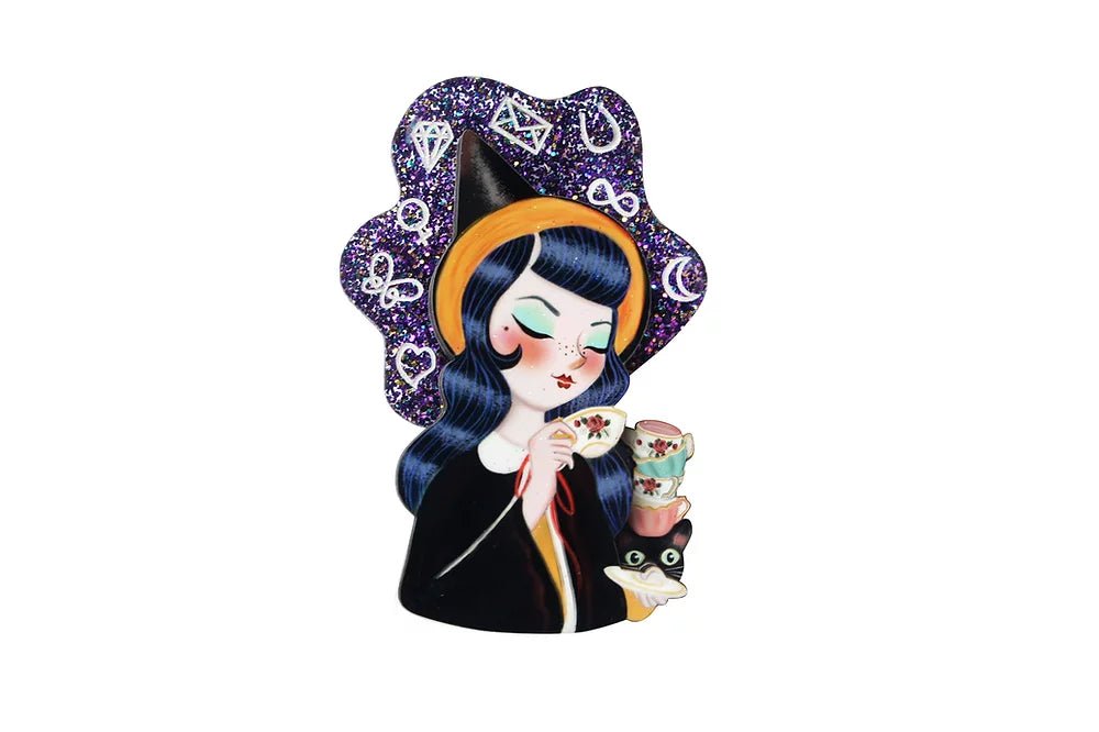 Witch Reading Tasseomancy Brooch by Laliblue by Quirks! at Shirley Shoppe