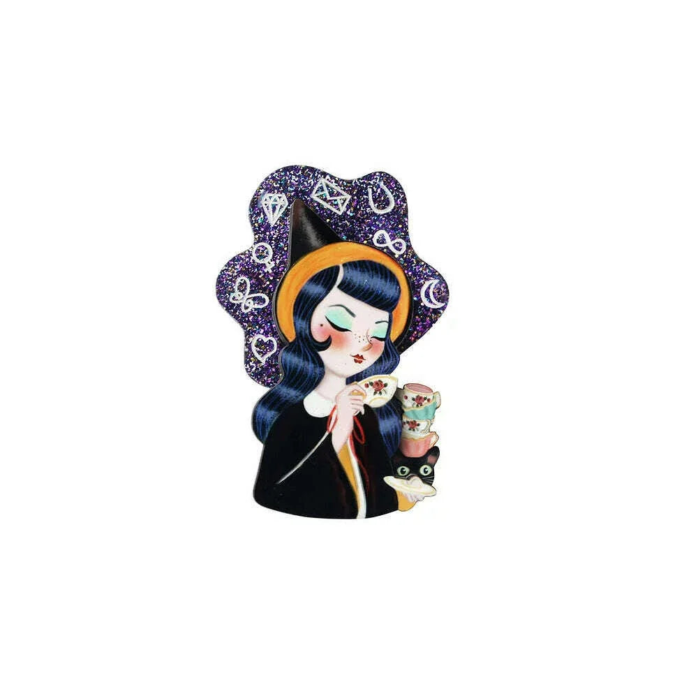 Witch Reading Tasseomancy Brooch by Laliblue