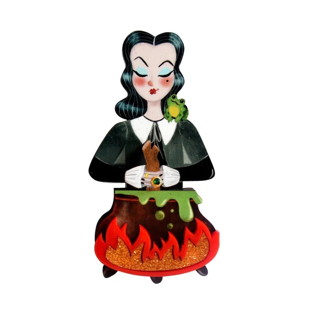Witch with Cauldron Halloween Brooch by Laliblue by Quirks! at Shirley Shoppe