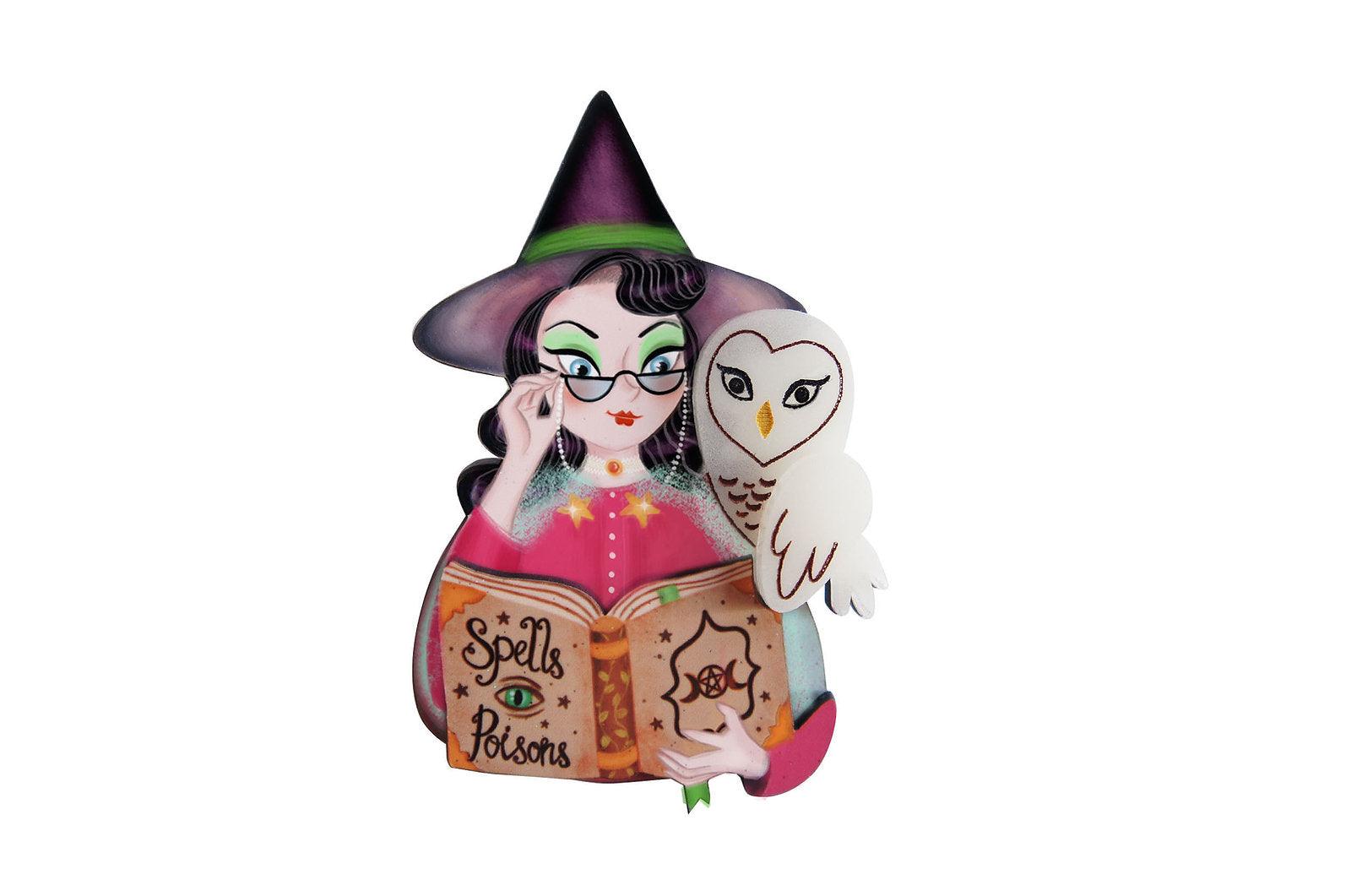 Witch with Owl Halloween Brooch by Laliblue by Quirks! at Shirley Shoppe