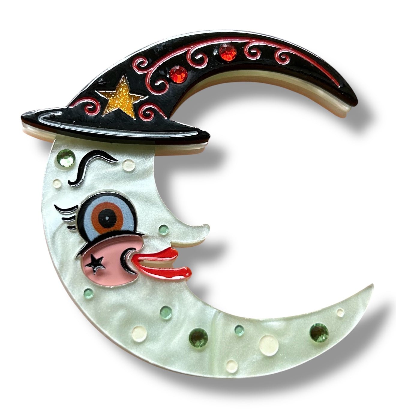 Witchy Crescent Moonhilda Brooch by Johanna Parker x Lipstick & Chrome by Quirks! at Shirley Shoppe