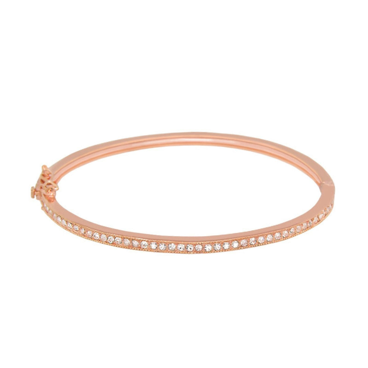 Glamour Pave Stackable Bangle — Half-Pavé Hinge