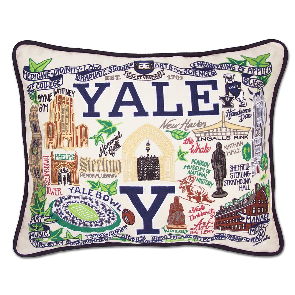 YALE Collegiate Hand - Embroidered Pillow by Quirks! at Shirley Shoppe